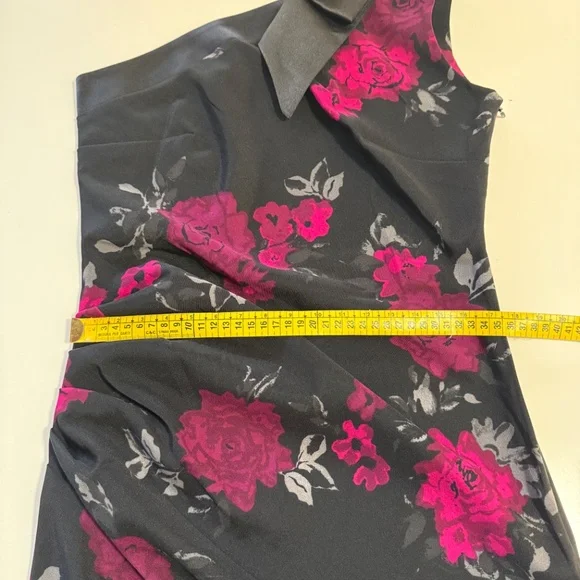 Jacob Black Spring Dress Feminine Elegance One Shoulder Pink Rose Print Asymmet - Picture 7 of 8